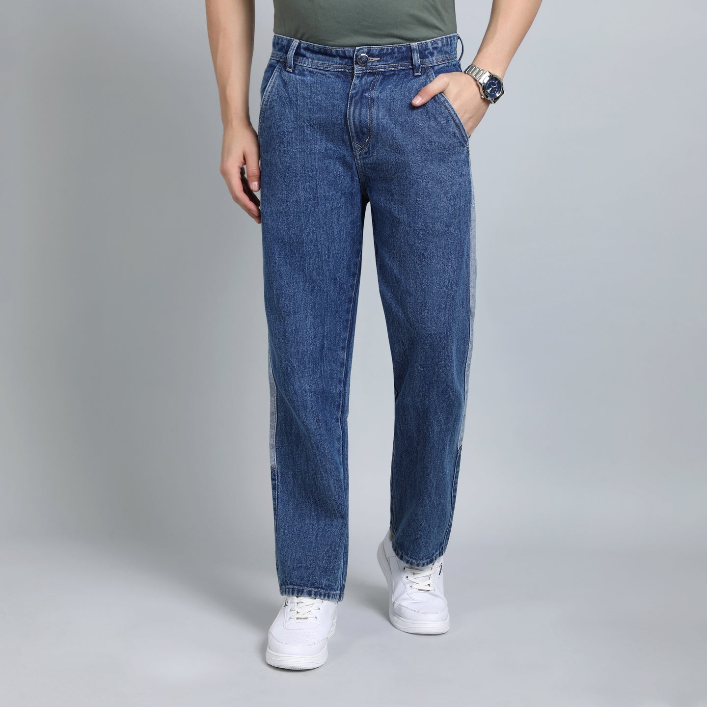 BLUE BAGGY FIT JEAN TEDDY 4790- 1